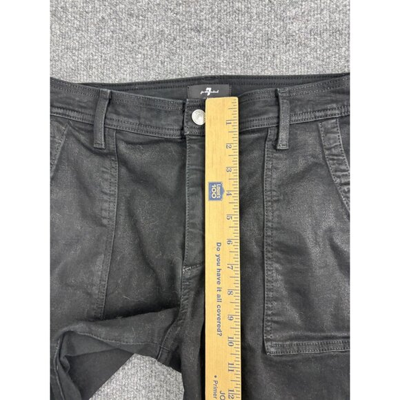 7 For All Mankind Pants Women 30 Black Jogger Elastic Cuff Zip Hem Patch Pockets - Picture 4 of 9